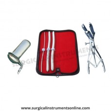 Hegar uterine dilator 3 pieces set,3-4, 11-12, 13-14, mathieu speculum, collin large